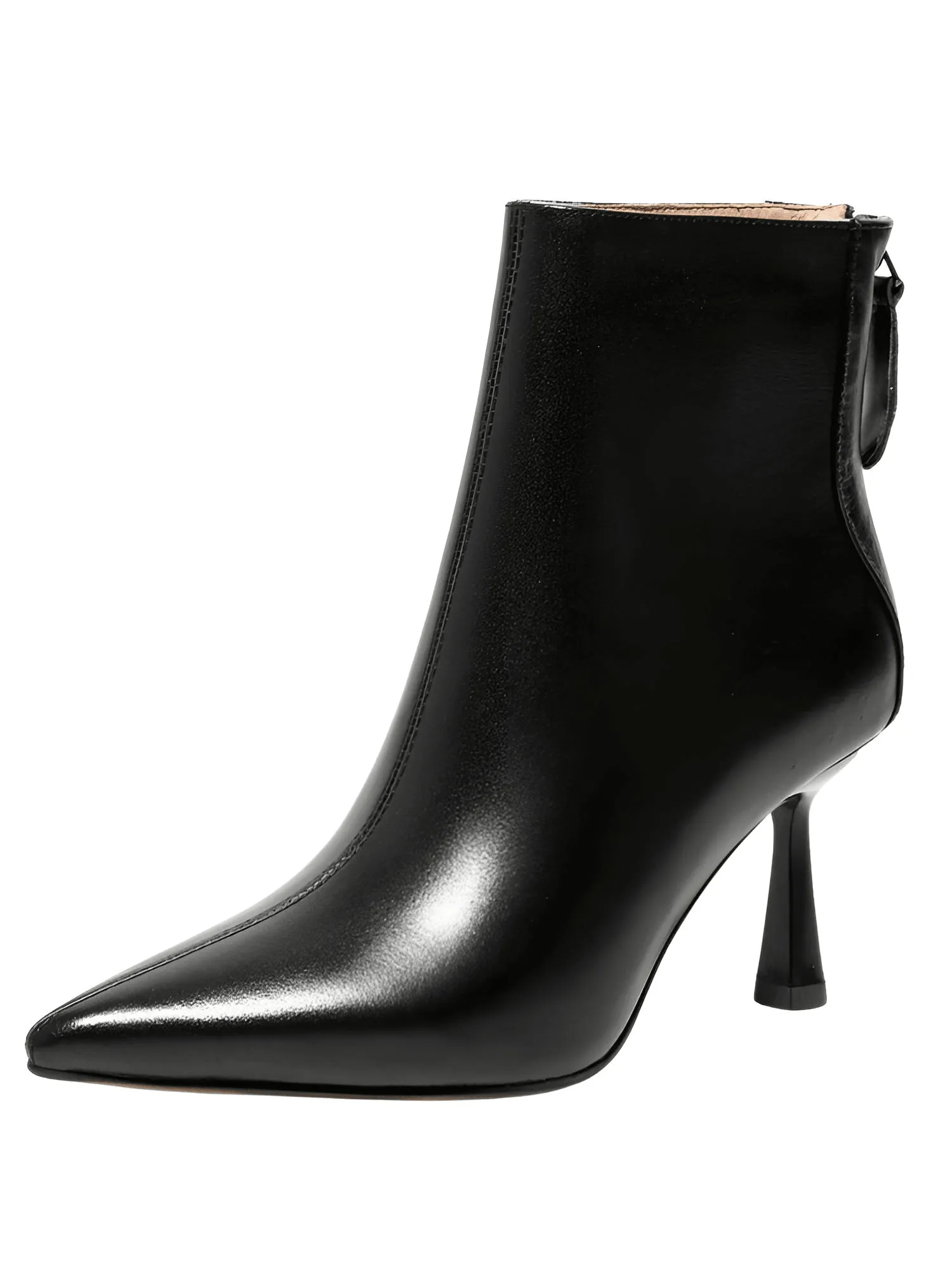 Cow Leather Pointed Toe High Heel Ankle Boots