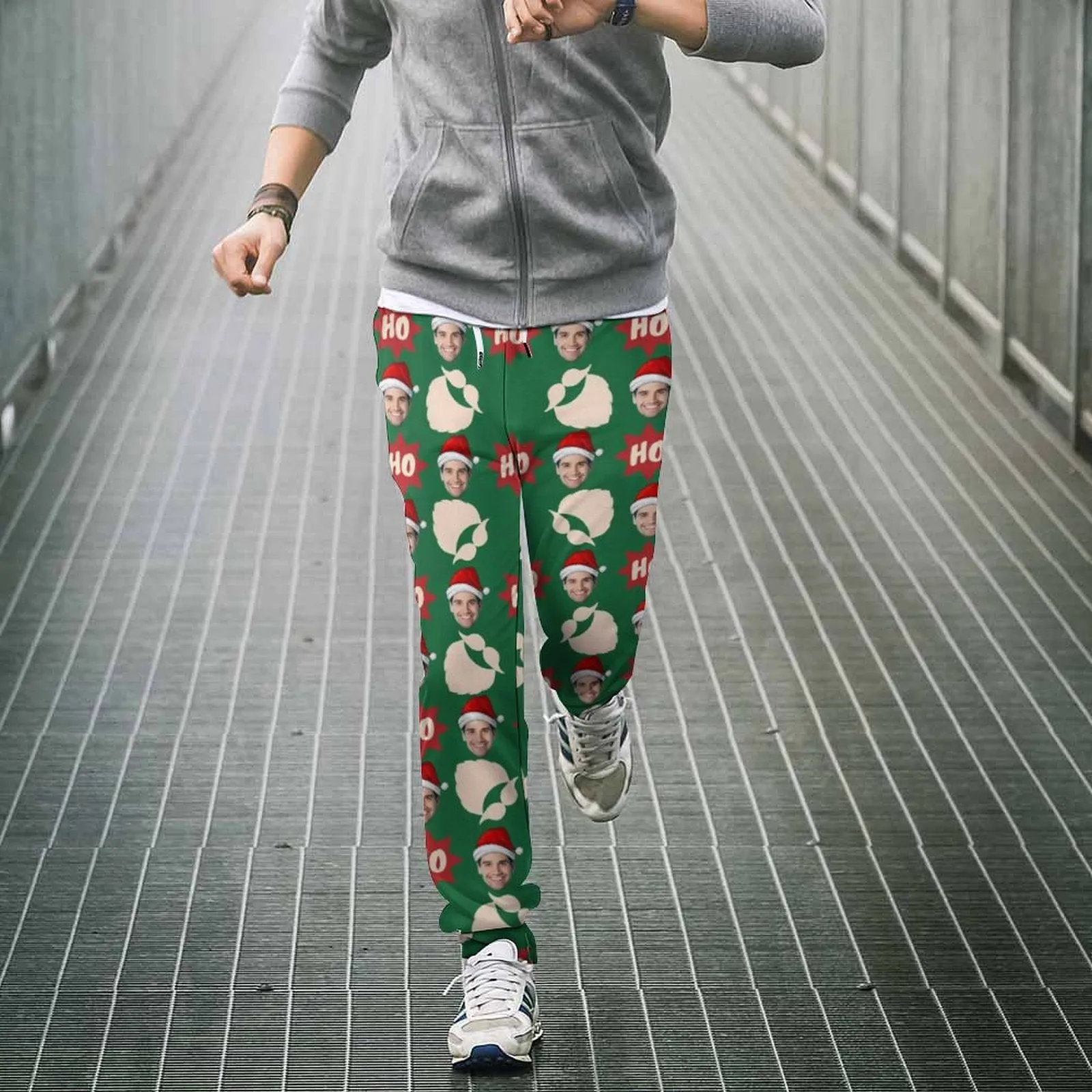 Custom Face Christmas Gifts with Beard Men's Sweatpants Personalized Sports Pants