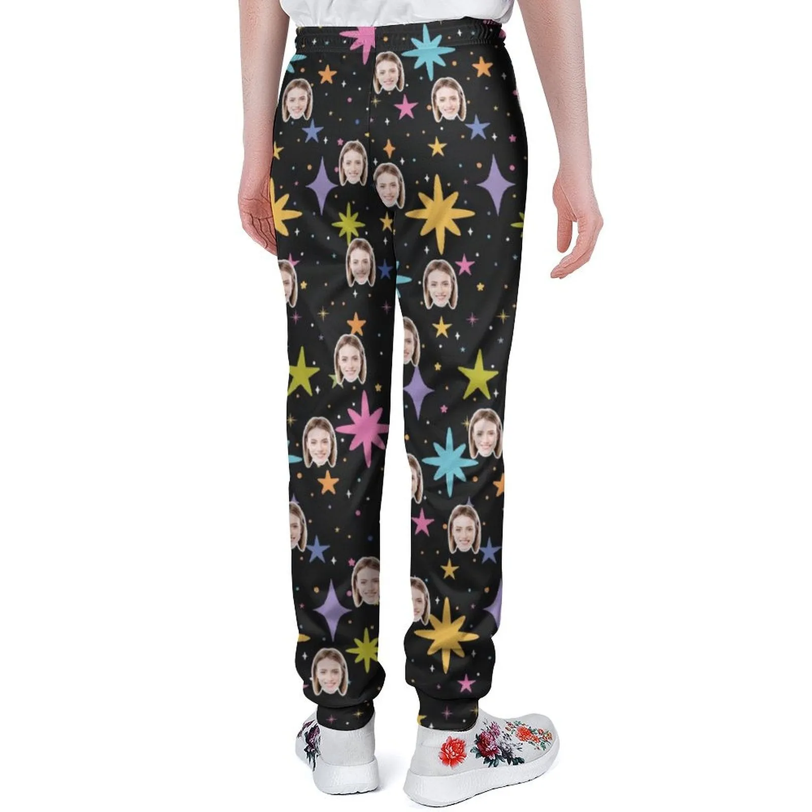 Custom Face with Stars Men's Sweatpants Personalized Sports Pants