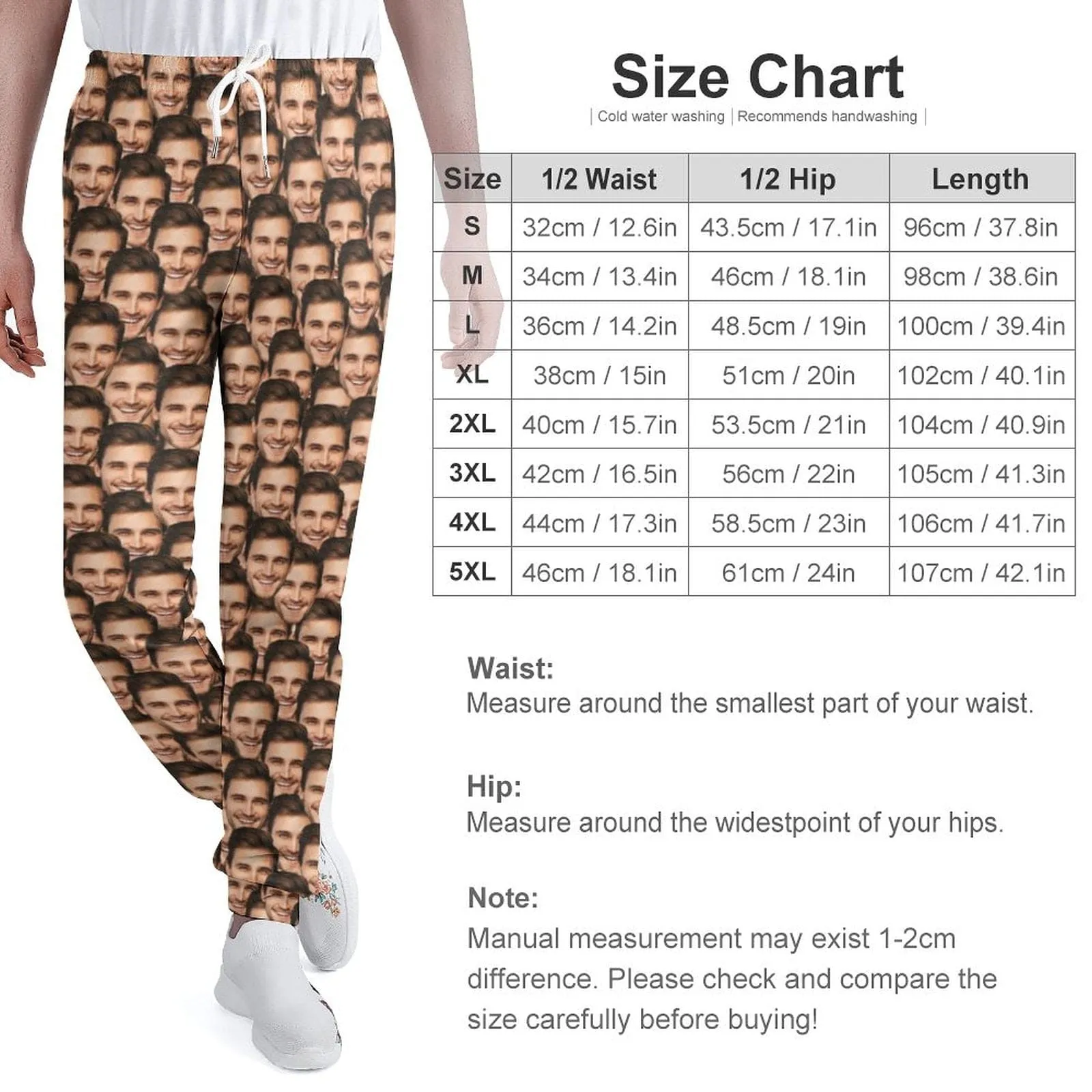 Custom Seamless Face Sweatpants Unisex Personalized Closed Bottom Casual Joggers