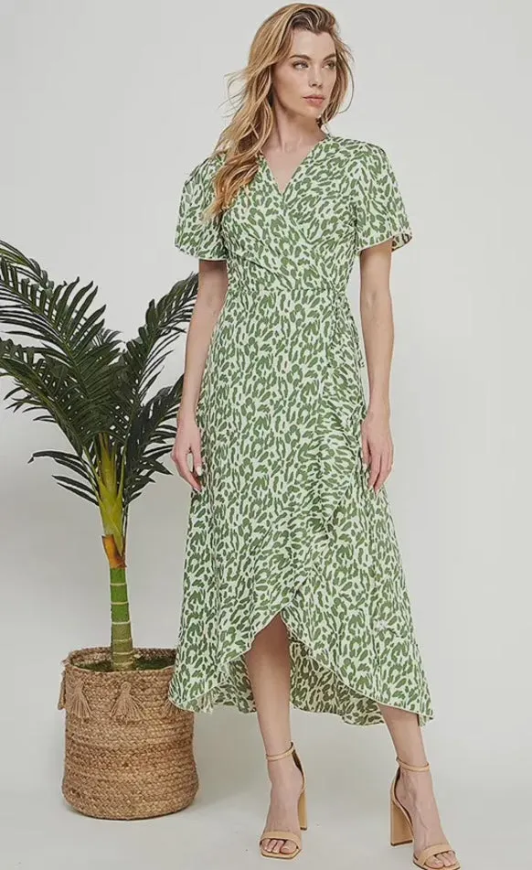 Dresses - Chetah Print All Over Open Sleeve, Green