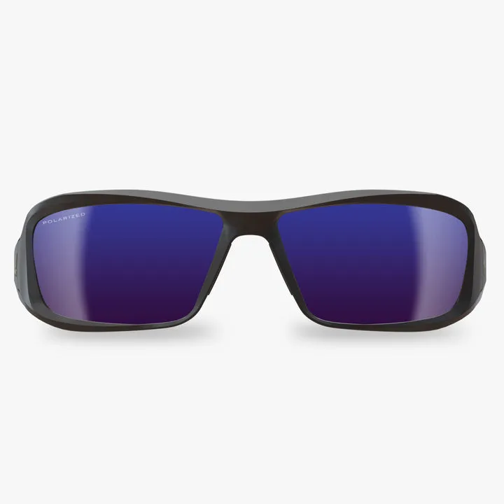 Edge Eyewear Brazeau TXBAP238 Matte Black Frame Color, Polarized Aqua Precision Blue Mirror Lens Color