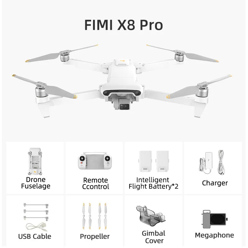 FIMI X8 PRO 4K Drone Profesional GPS 15KM 1/1.3-inch CMOS 3-Axis Gimbal Tri-Directional Obstacle Avoidance RC Quadcopter