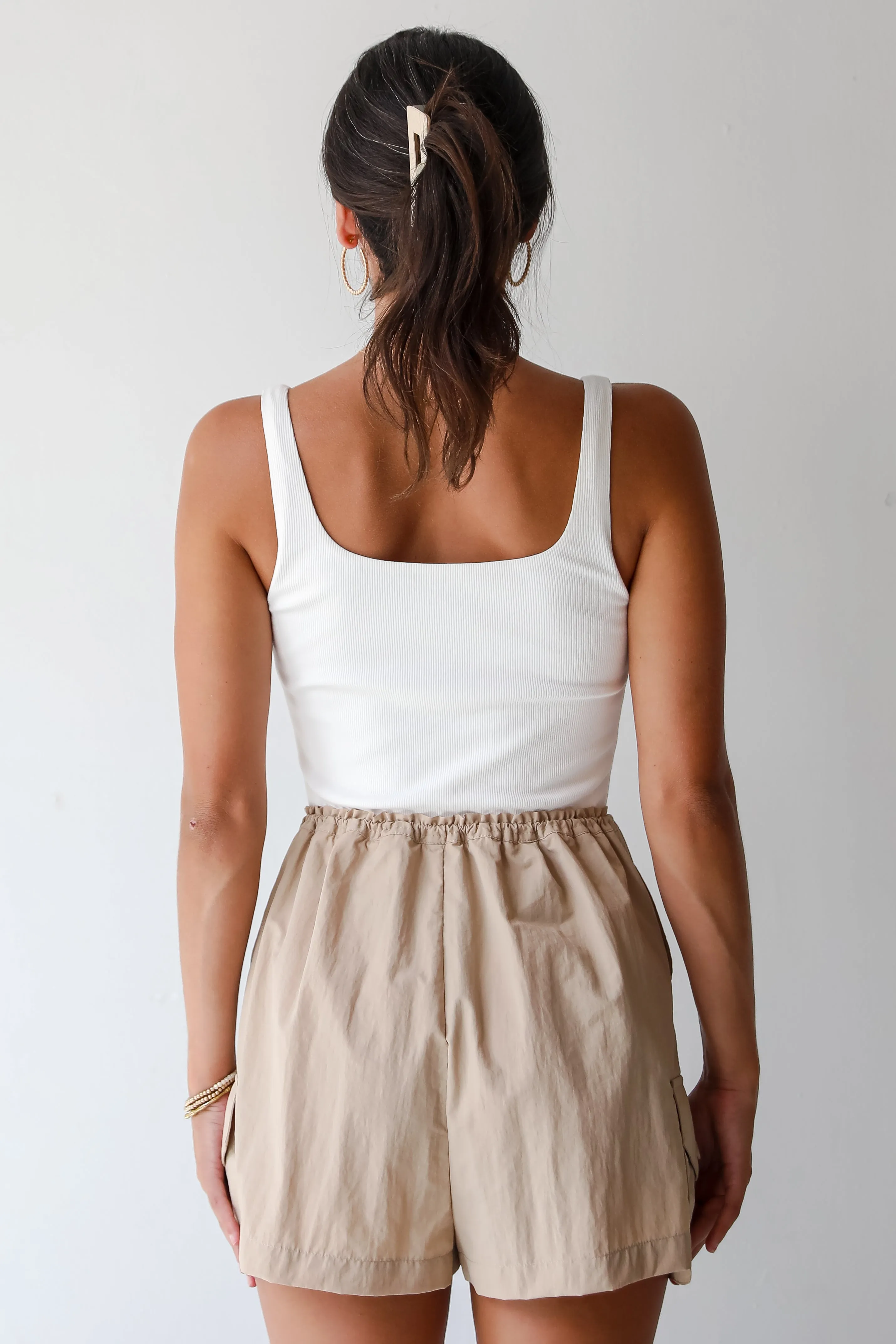 FINAL SALE - City Sights Taupe Cargo Romper