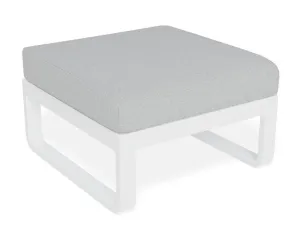 Fino Ottoman with White Frame / Light Grey Fabric