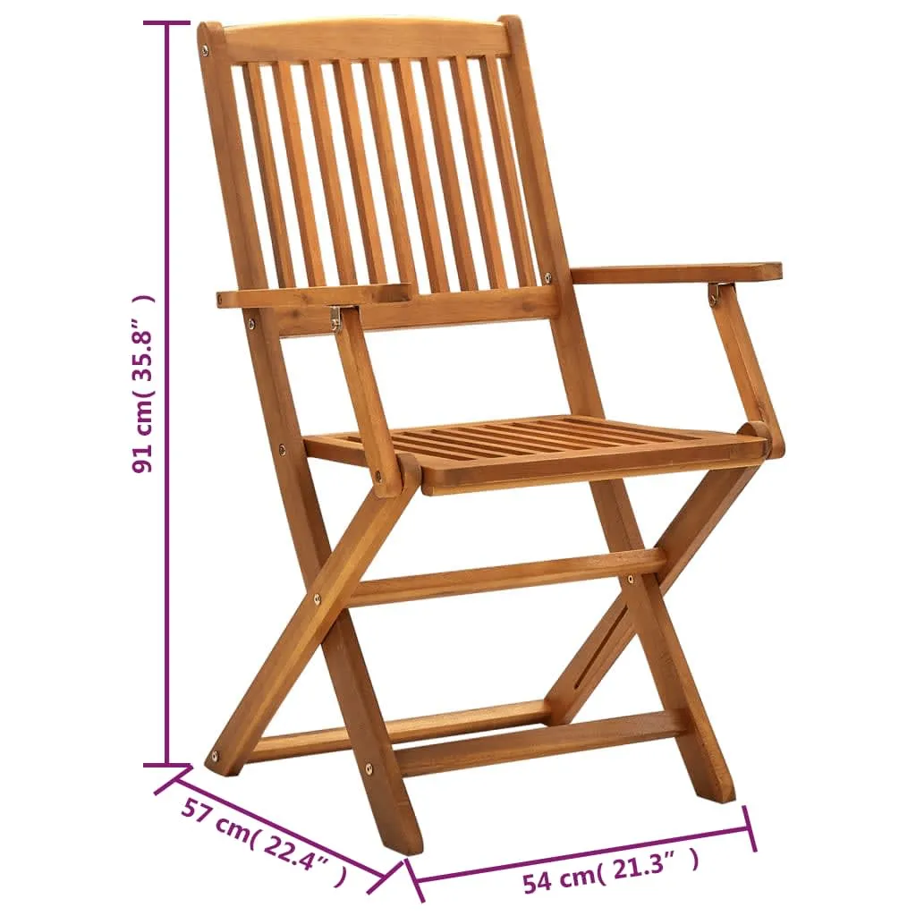 Folding Outdoor Chairs 2 pcs Solid Acacia Wood