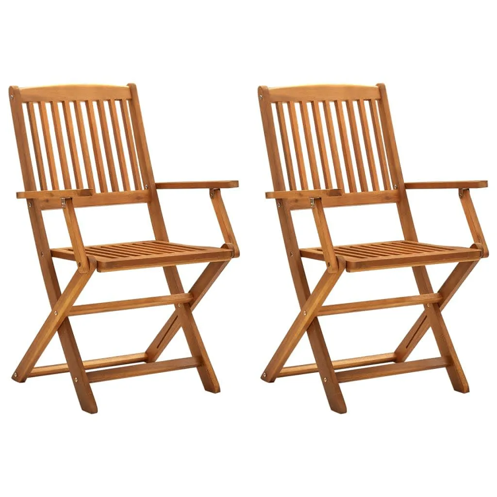 Folding Outdoor Chairs 2 pcs Solid Acacia Wood