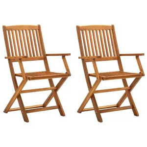 Folding Outdoor Chairs 2 pcs Solid Acacia Wood