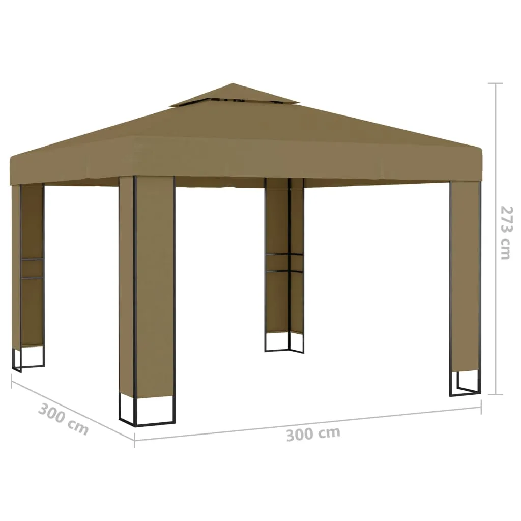 Gazebo with Double Roof 3x3x2.7 m Taupe 180 g/m²