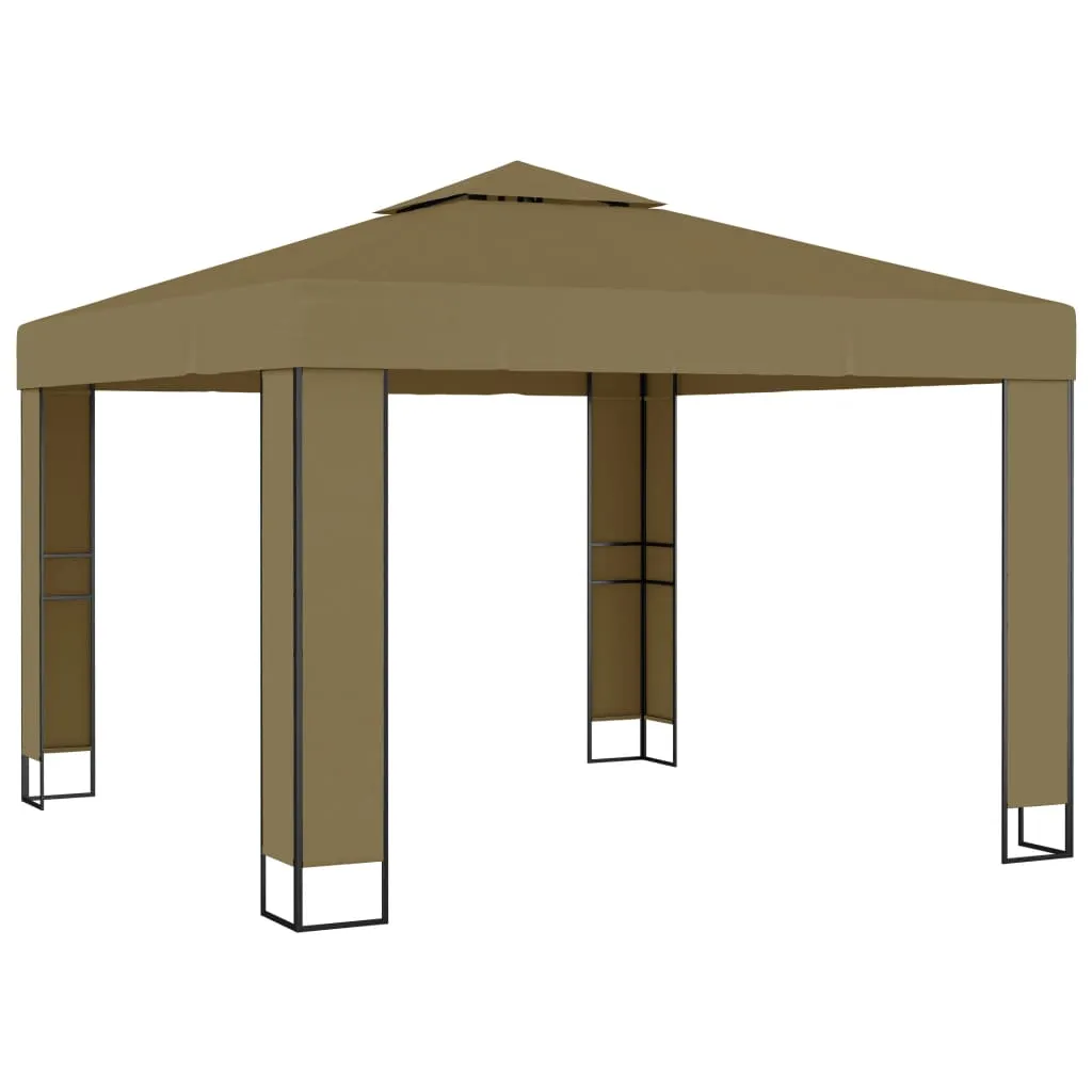 Gazebo with Double Roof 3x3x2.7 m Taupe 180 g/m²