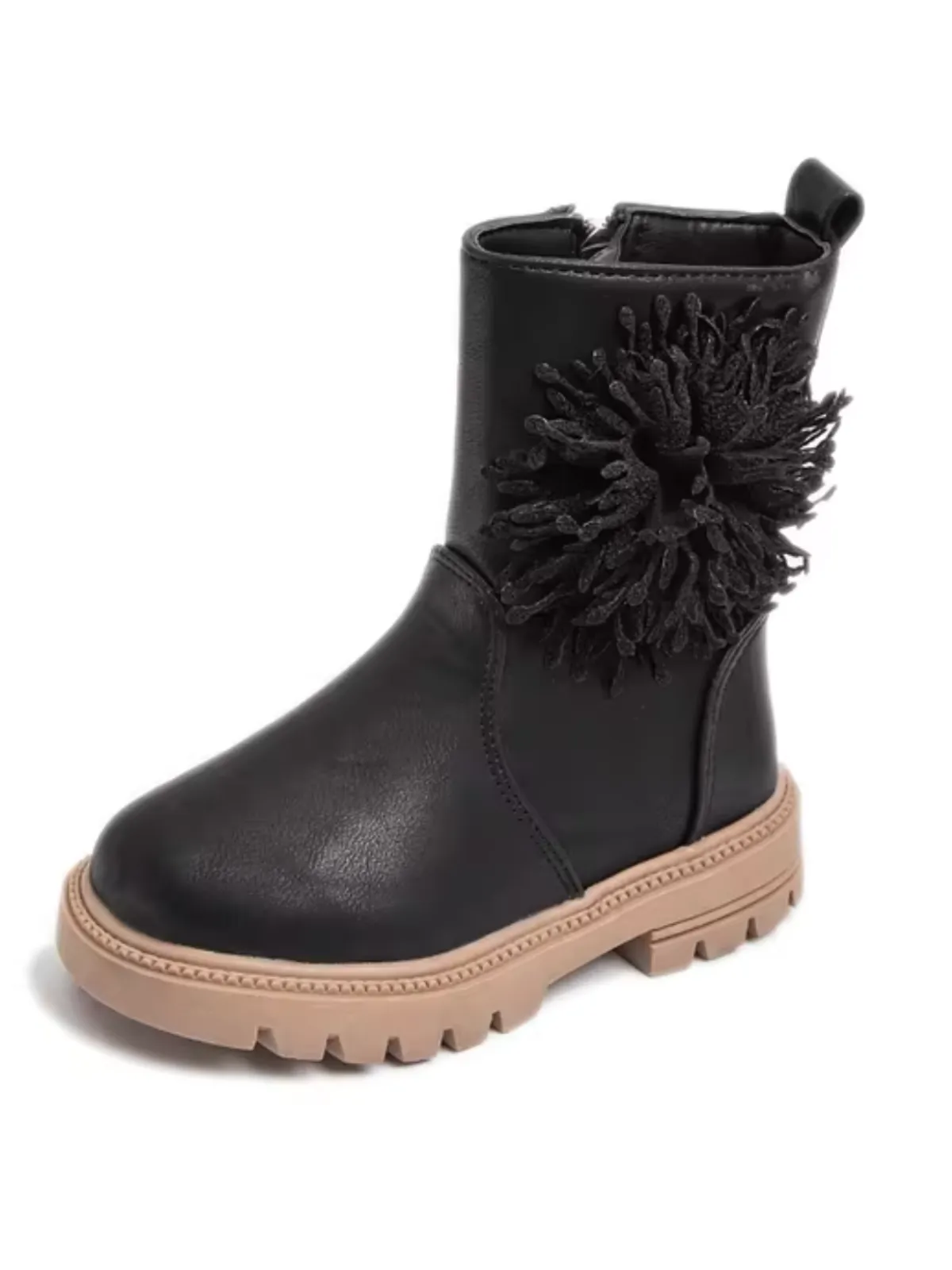 Girls Cute Non-slip Boots with Flower and Side Zipper By Liv and Mia