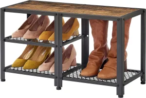 Indian Decor 415609 Shoe Rack 3-Tier Entryway,Boots Storage,Shoe Shelf,Small Rustic Shoe Rack,Shoe Bench,Shoe Stand,Metal Wood Bench,Shoe Storage Bench,Industrial Shoe Rack Closet,Hallway, Livingroom