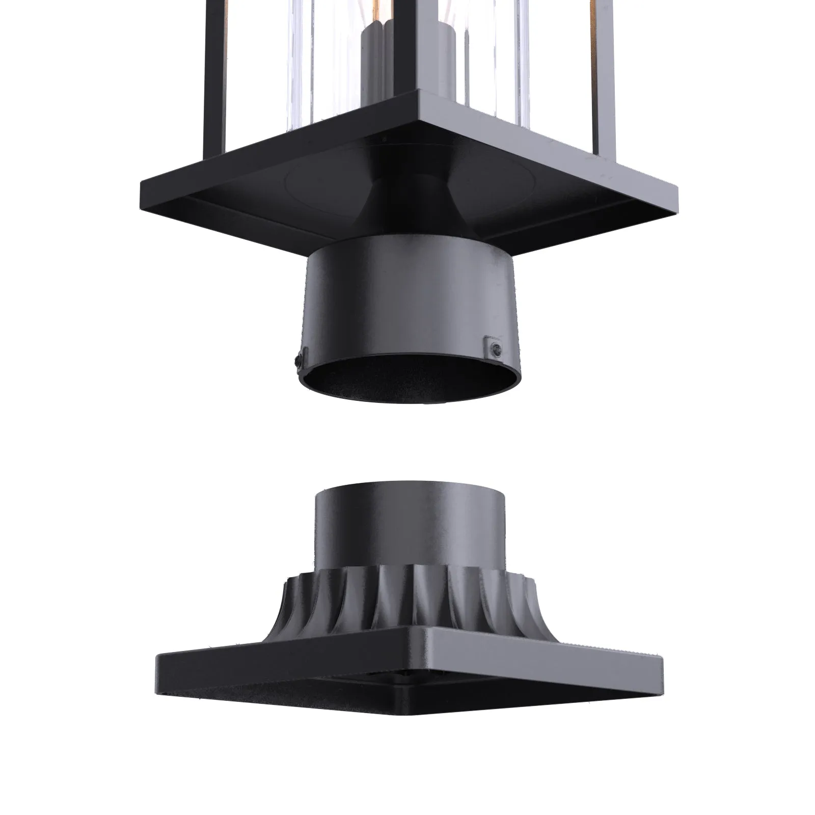 JULIA Outdoor Post Lights with Motion Sensor Dusk to Dawn with Pier Mount Base Matt Black E27