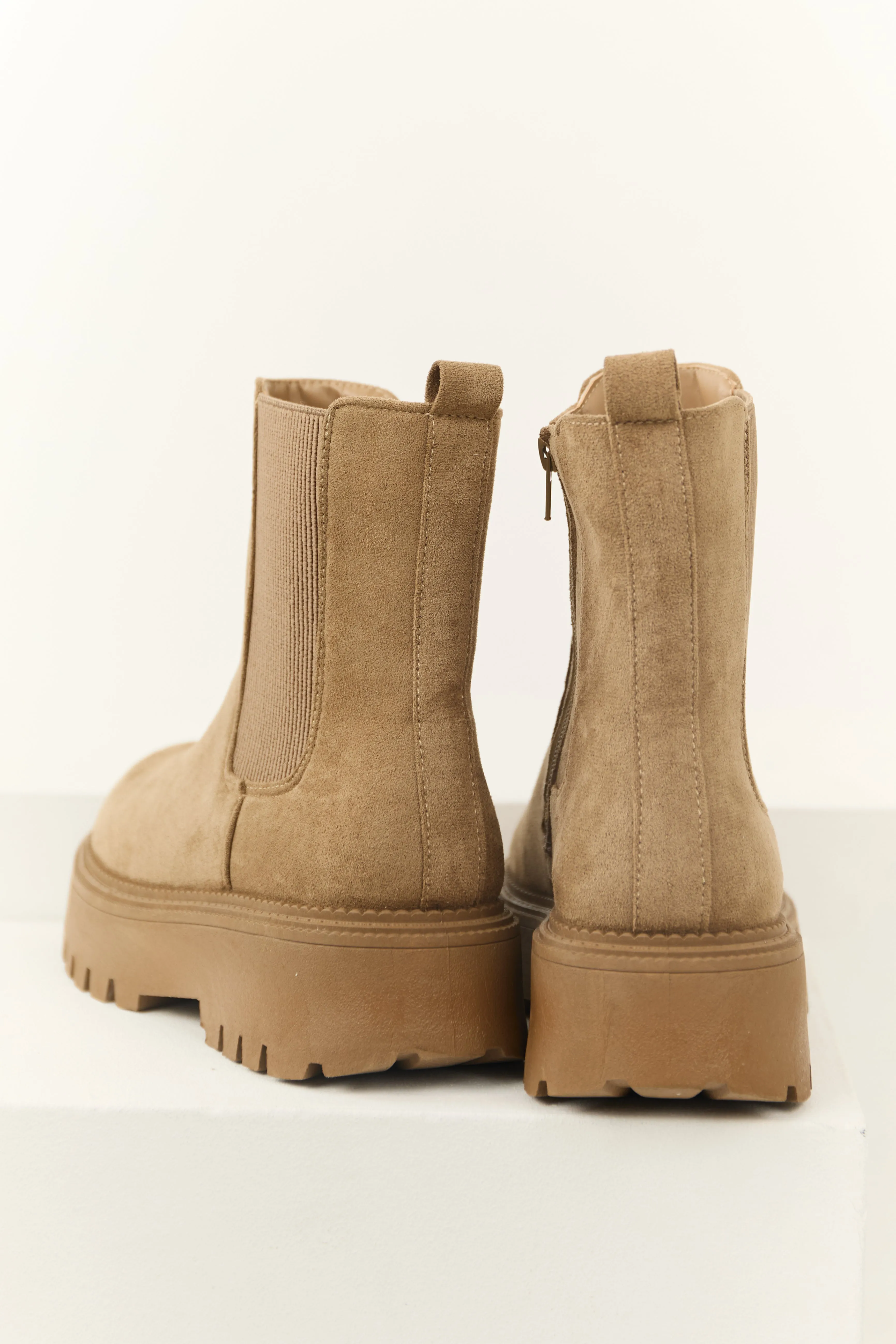 Latte Faux Suede Lug Platform Boots