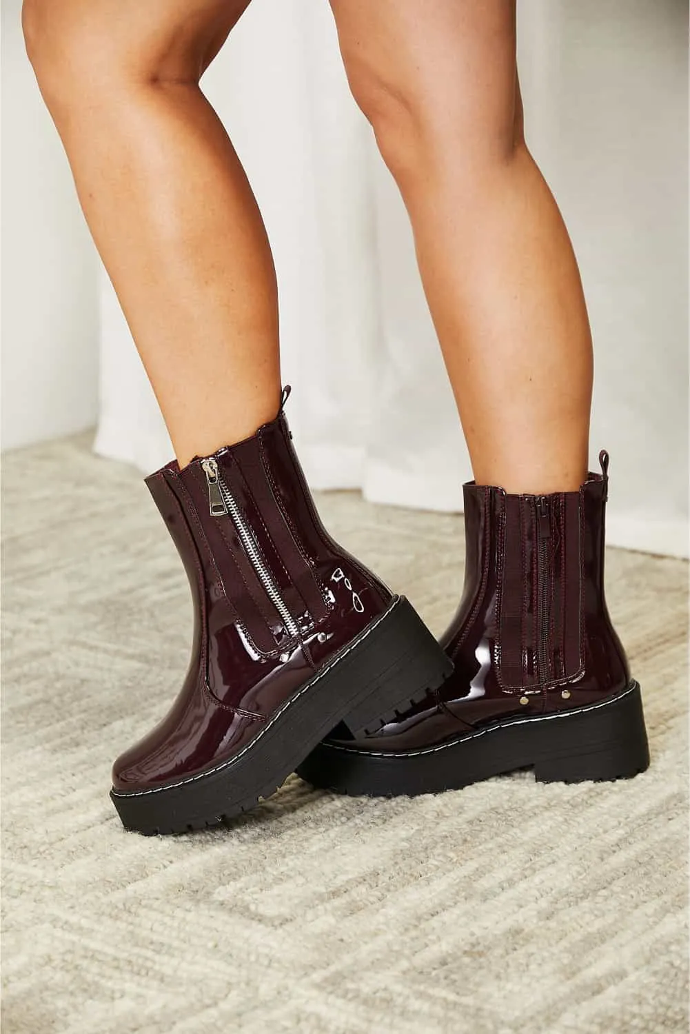 Let It Shine Side Zip Platform Boots