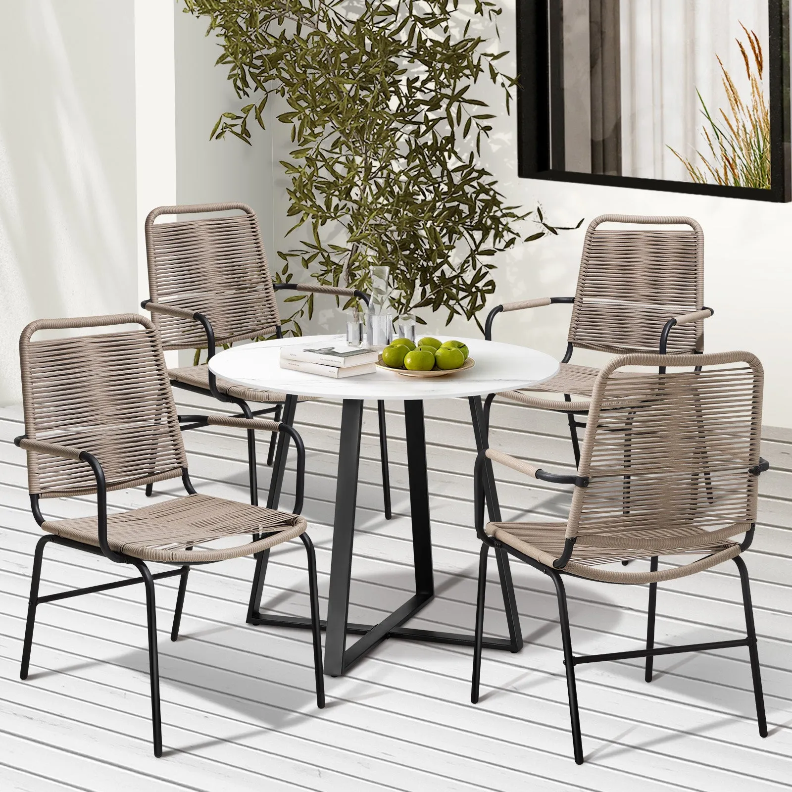 Livsip 5-pc Outdoor Dining Set Garden Patio Furniture Setting