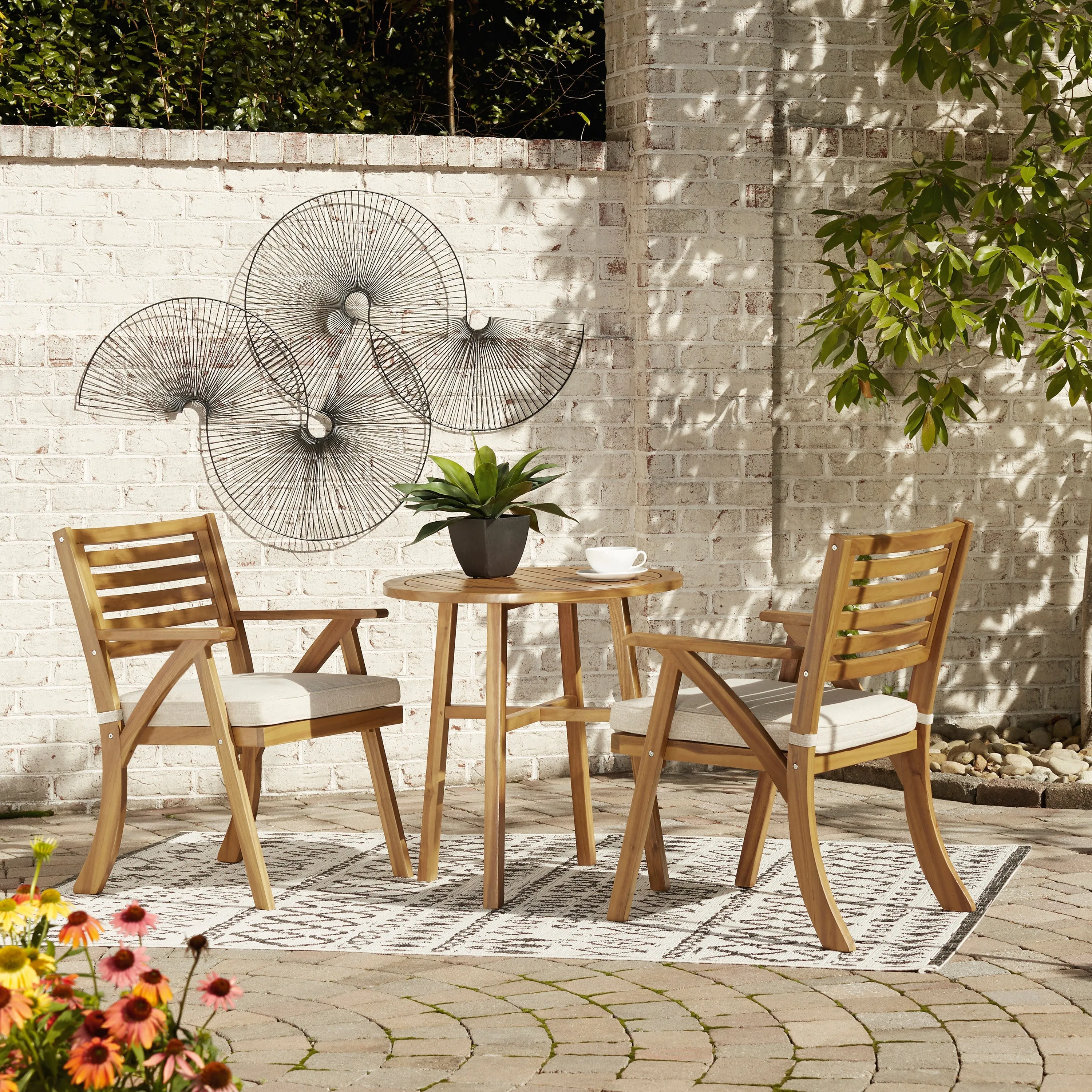 Mallard 3-Piece Outdoor Table and Chairs Set - Brown