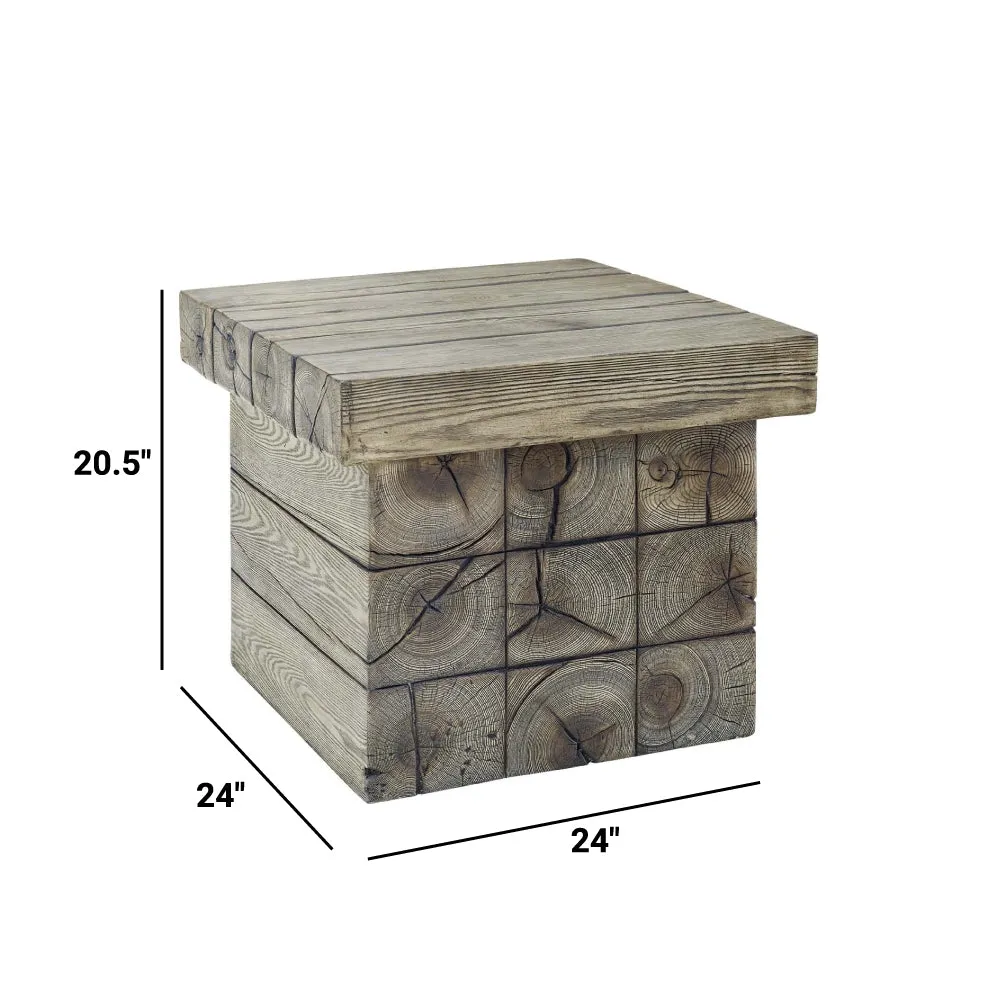 Manteo Rustic Coastal Outdoor Patio Side Table