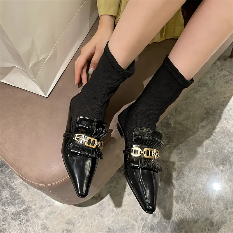 Martin Boots Flat Patent Leather Wool Socks And Ankle Boots | Brodtica.com