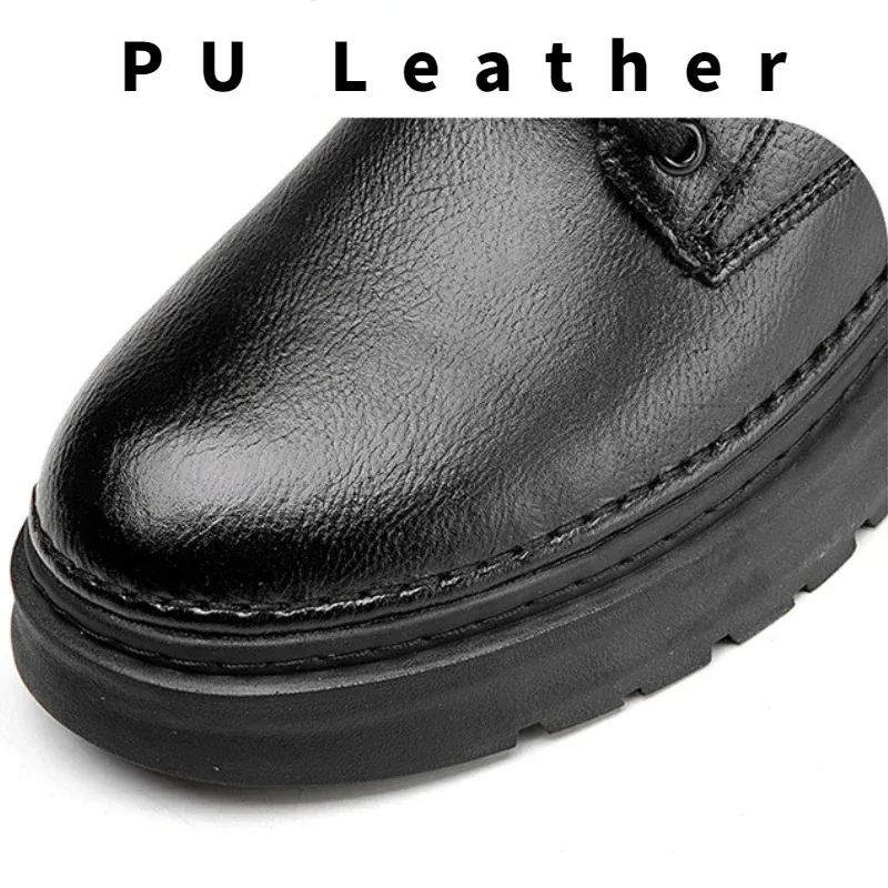 Men's Waterproof Vegan Leather Ankle Boots with Patchwork  | Perfect for All-Season Use