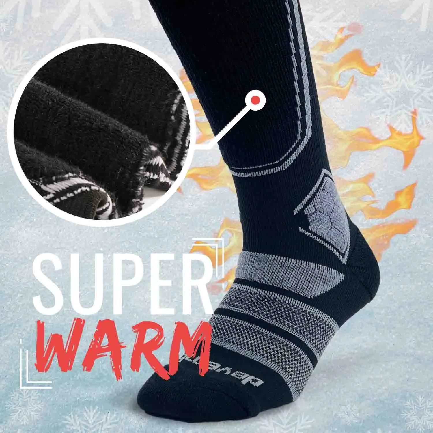 Merino Wool Ski Socks & Snowboard Socks for Kids (Black & Grey)