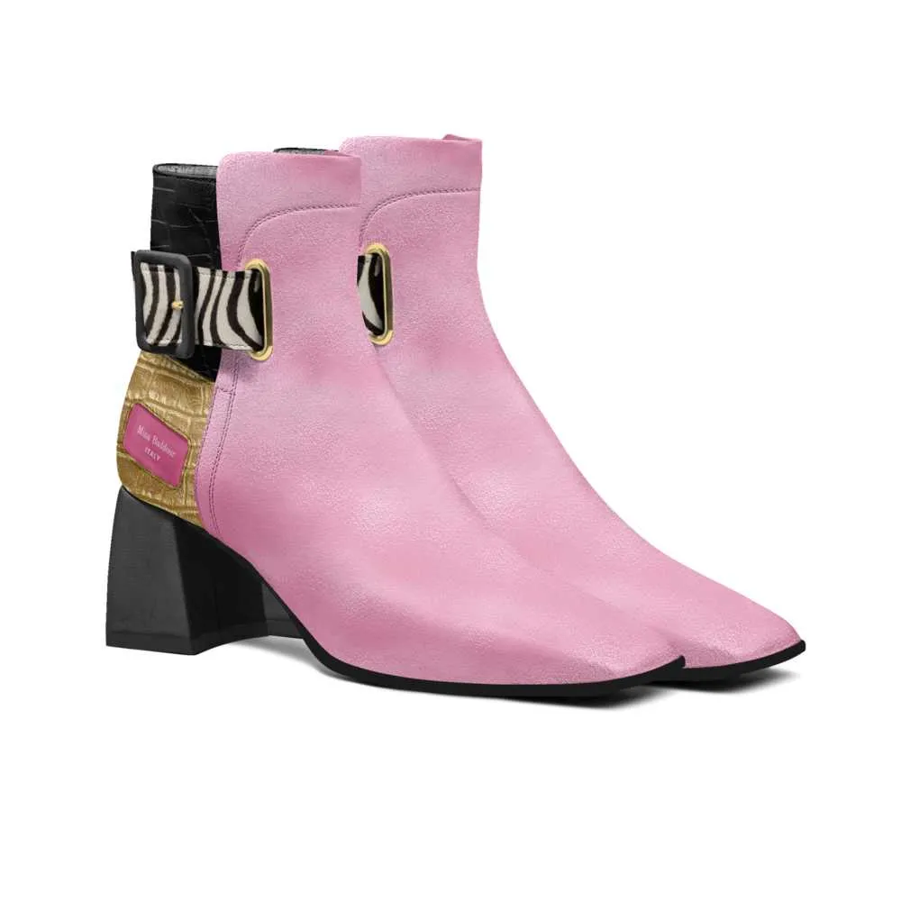 Mina Baddour Matrix in Pink Belted Ankle Boot