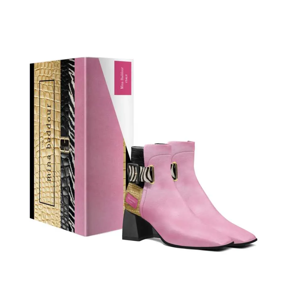 Mina Baddour Matrix in Pink Belted Ankle Boot