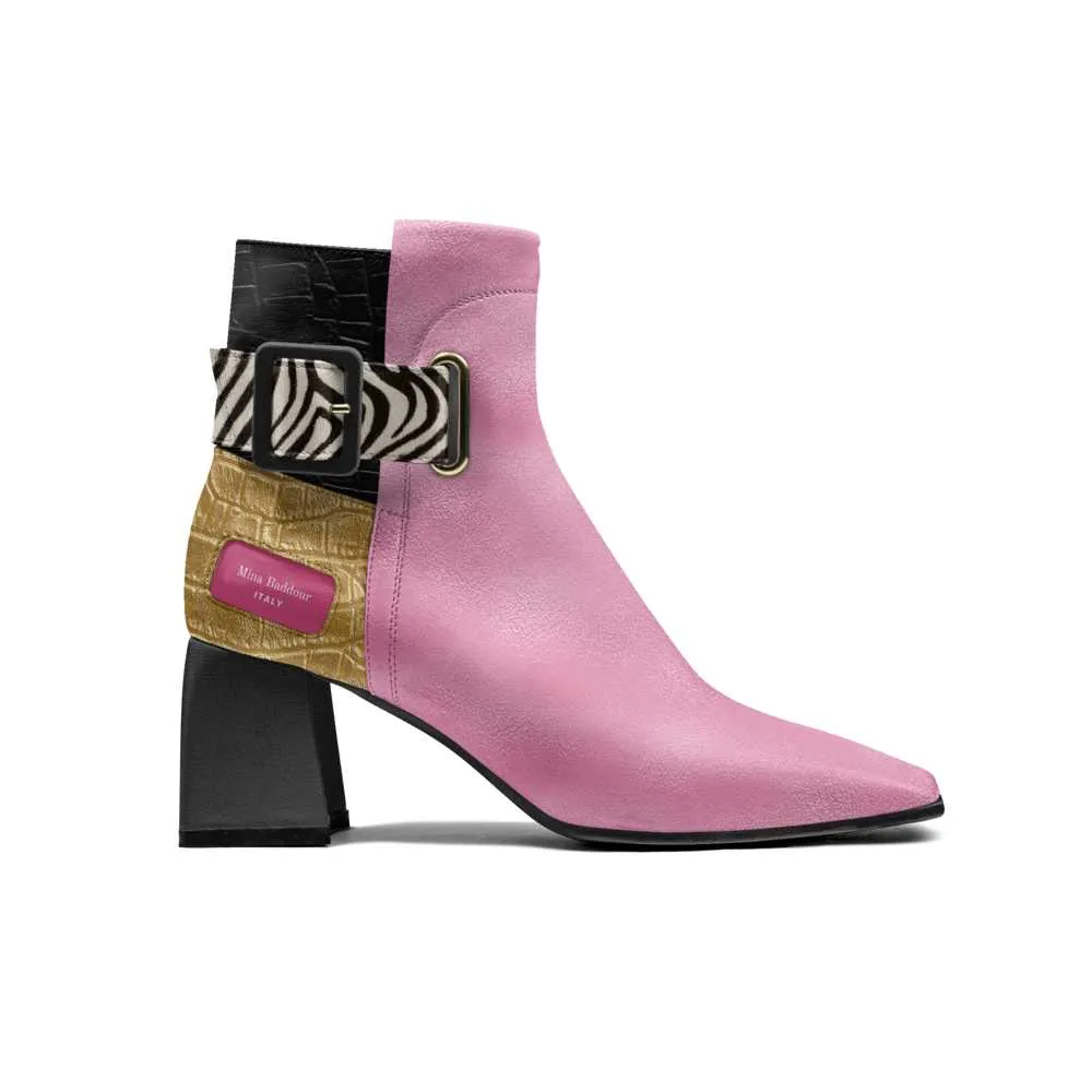 Mina Baddour Matrix in Pink Belted Ankle Boot