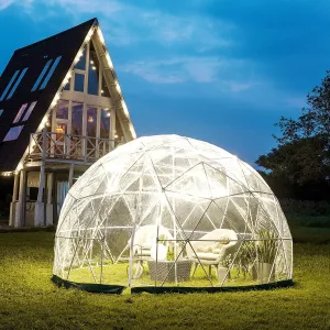 modern Garden Igloo Bubble Tent 12ft - Geodesic Dome with PVC Cover - Lean to Greenhouse with Door and Windows for Sunbubble, Backyard, Outdoor Winter, Party