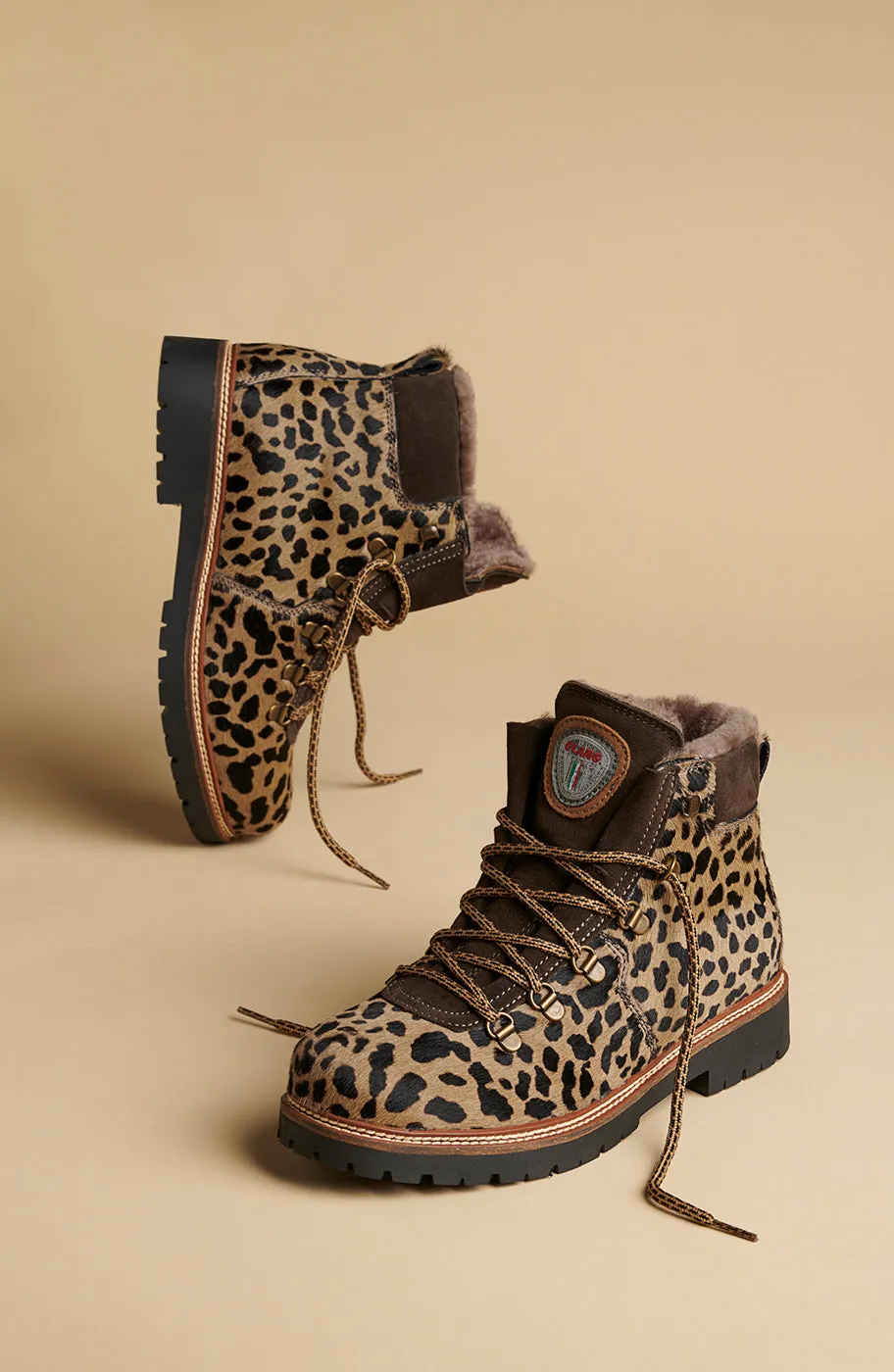 OLANG Lima Leopard Print Furry Boots