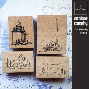 Outdoor Camping Nature LIfestyle Scrapbooking Wooden Stamps