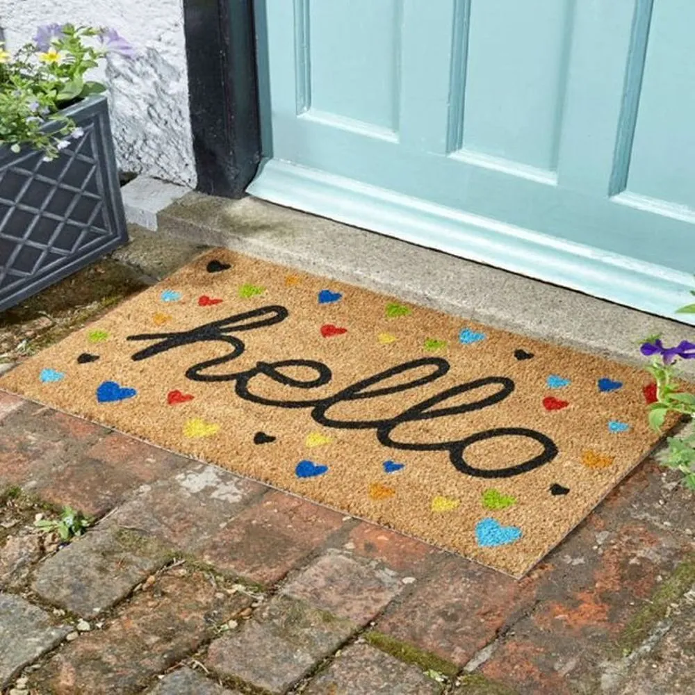 Outside In 75cm Hearty Hello Doormat