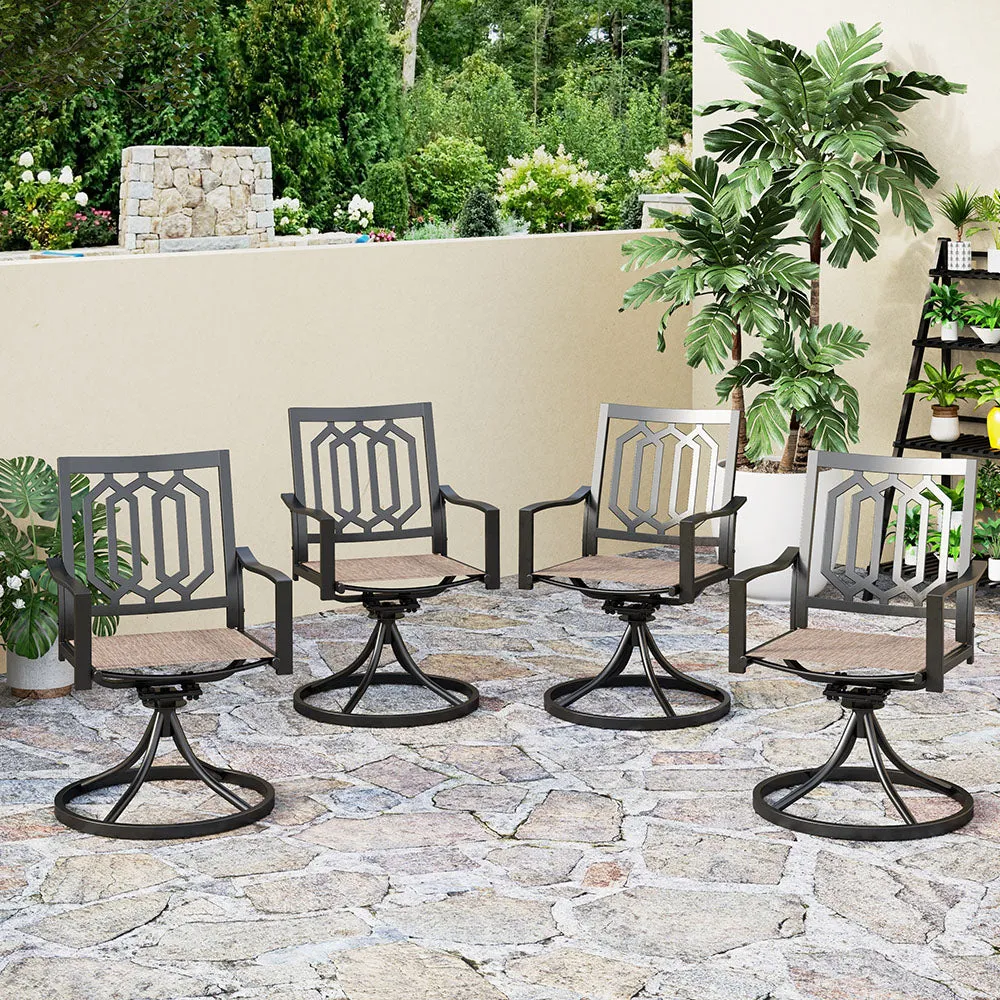 PHI VILLA Patio Outdoor Swivel Rocker Steel Dining Chair