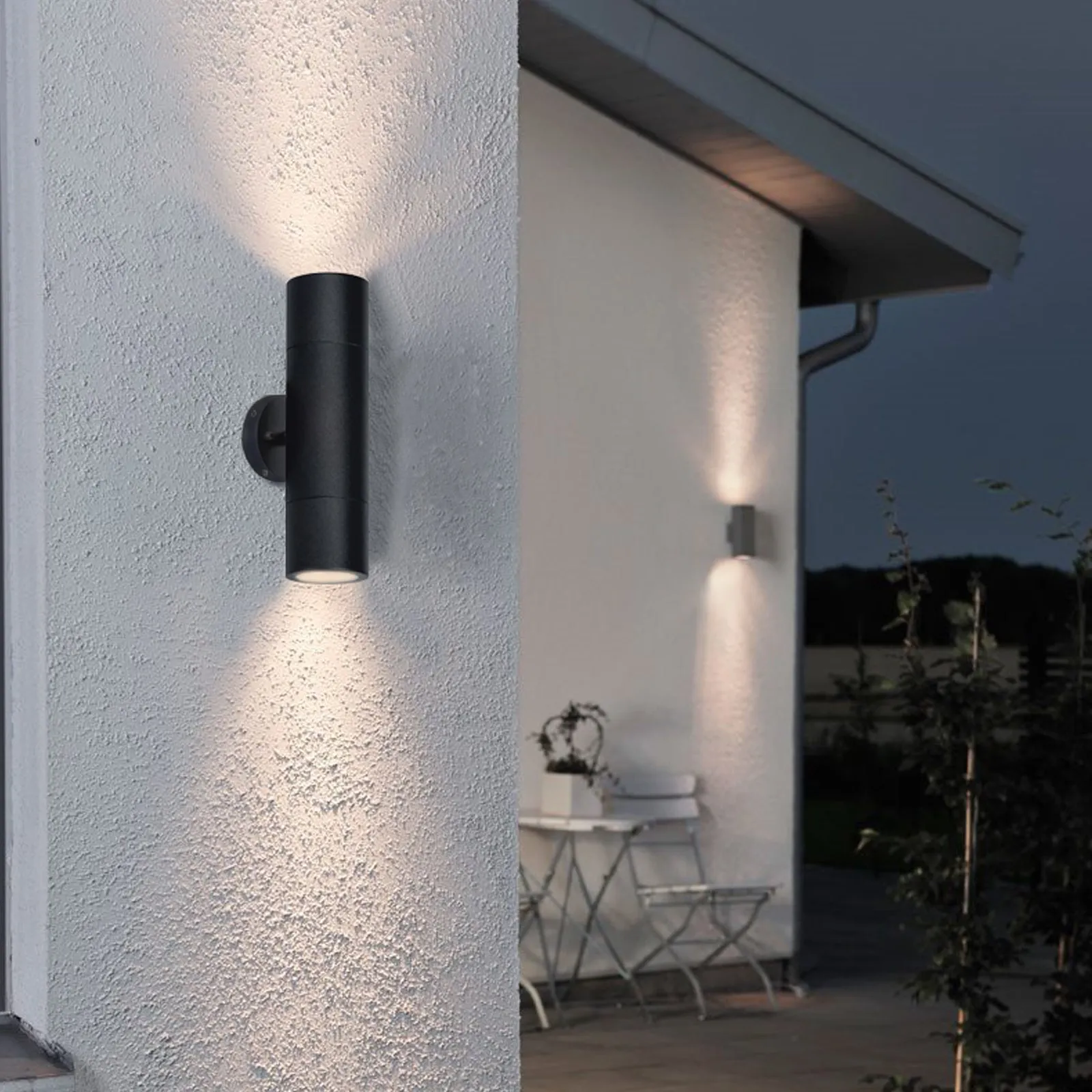 PILLAR Up & Down Aluminium Exterior Wall Light 2XGU10 IP65 GU10