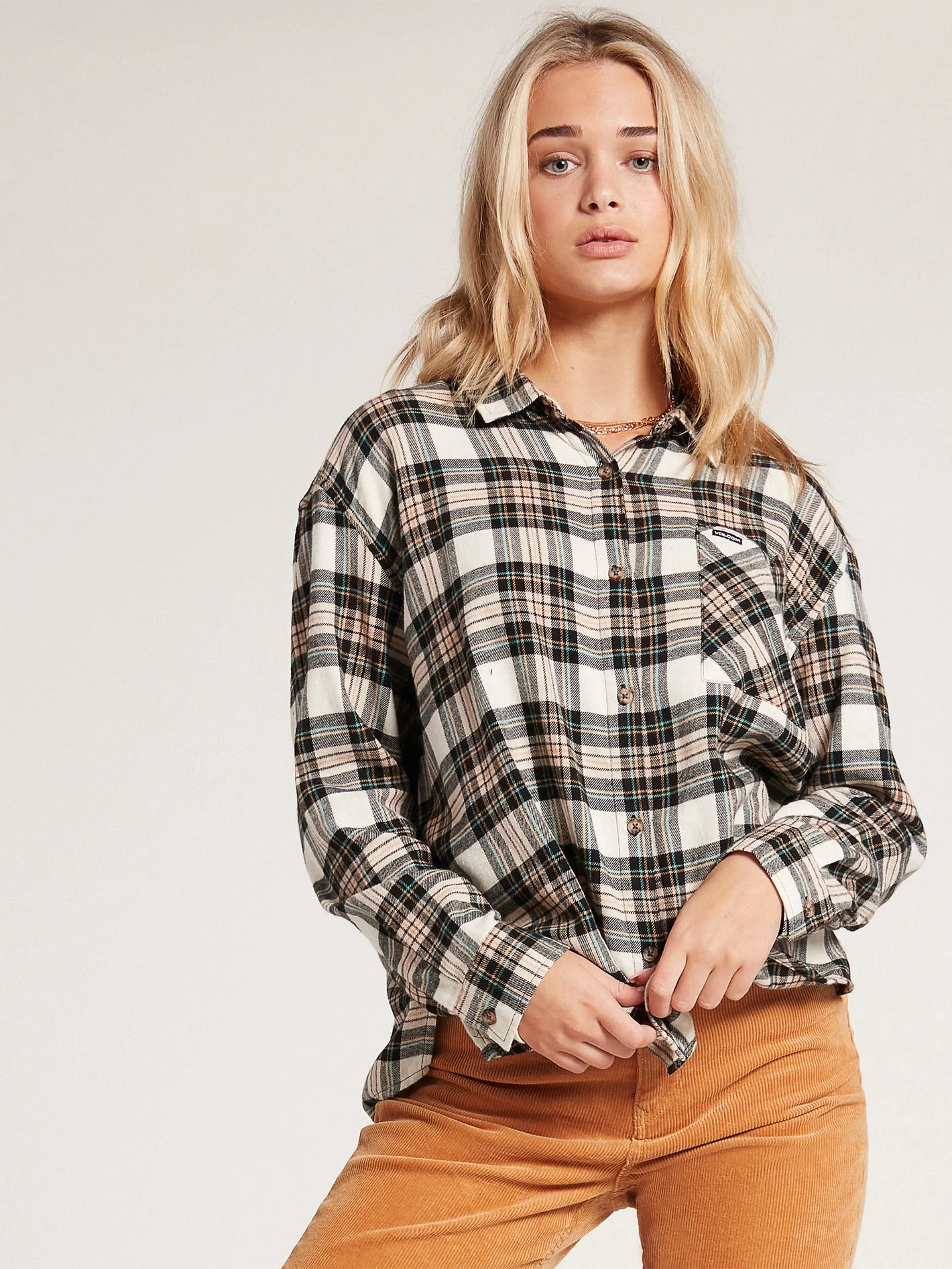 Plaid to Meet U Long Sleeve Flannel - Mushroom