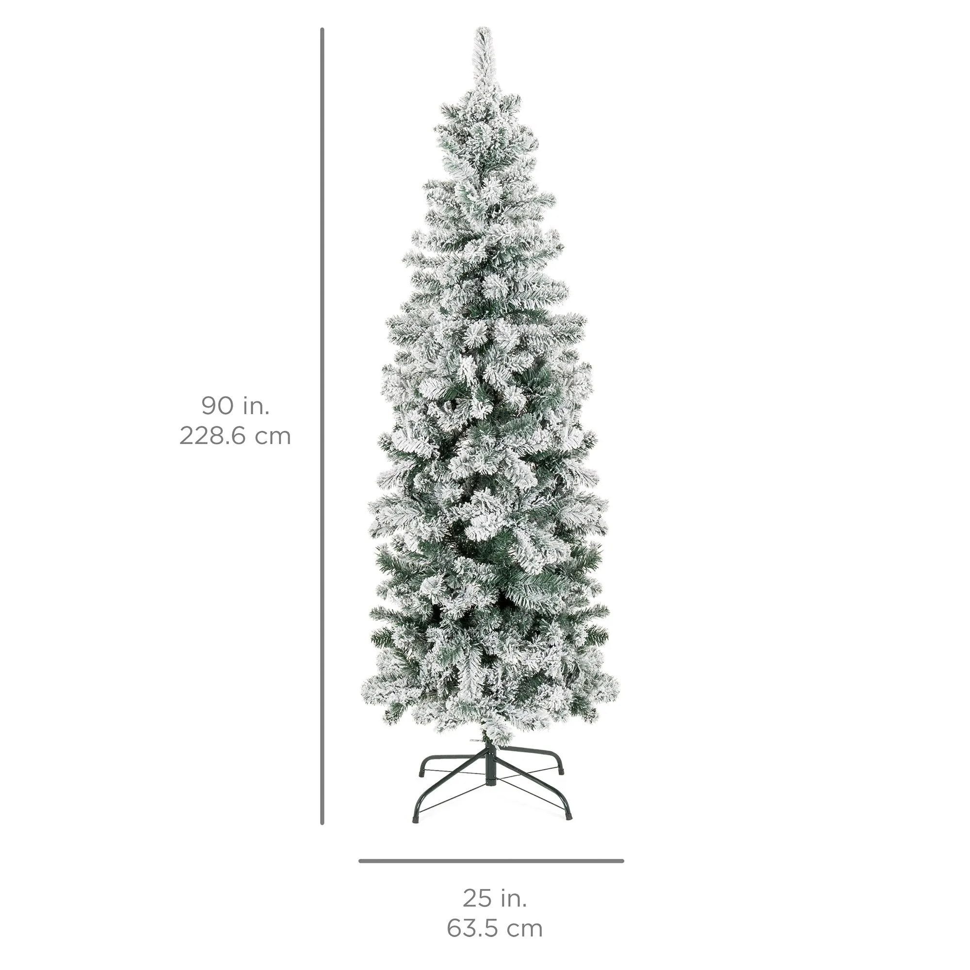 Pre-Lit Snow Flocked Artificial Pencil Christmas Tree