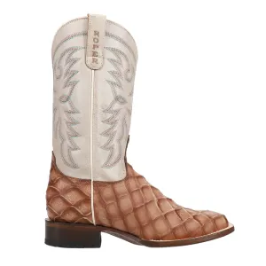 Pretty Real Faux Pirarucu Print Square Toe Cowboy Boots