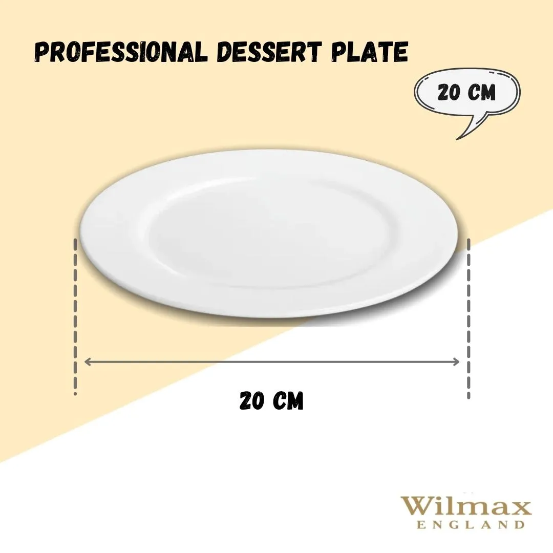 Professional Rolled Rim White Dessert Plate 8" inch | 20 Cm