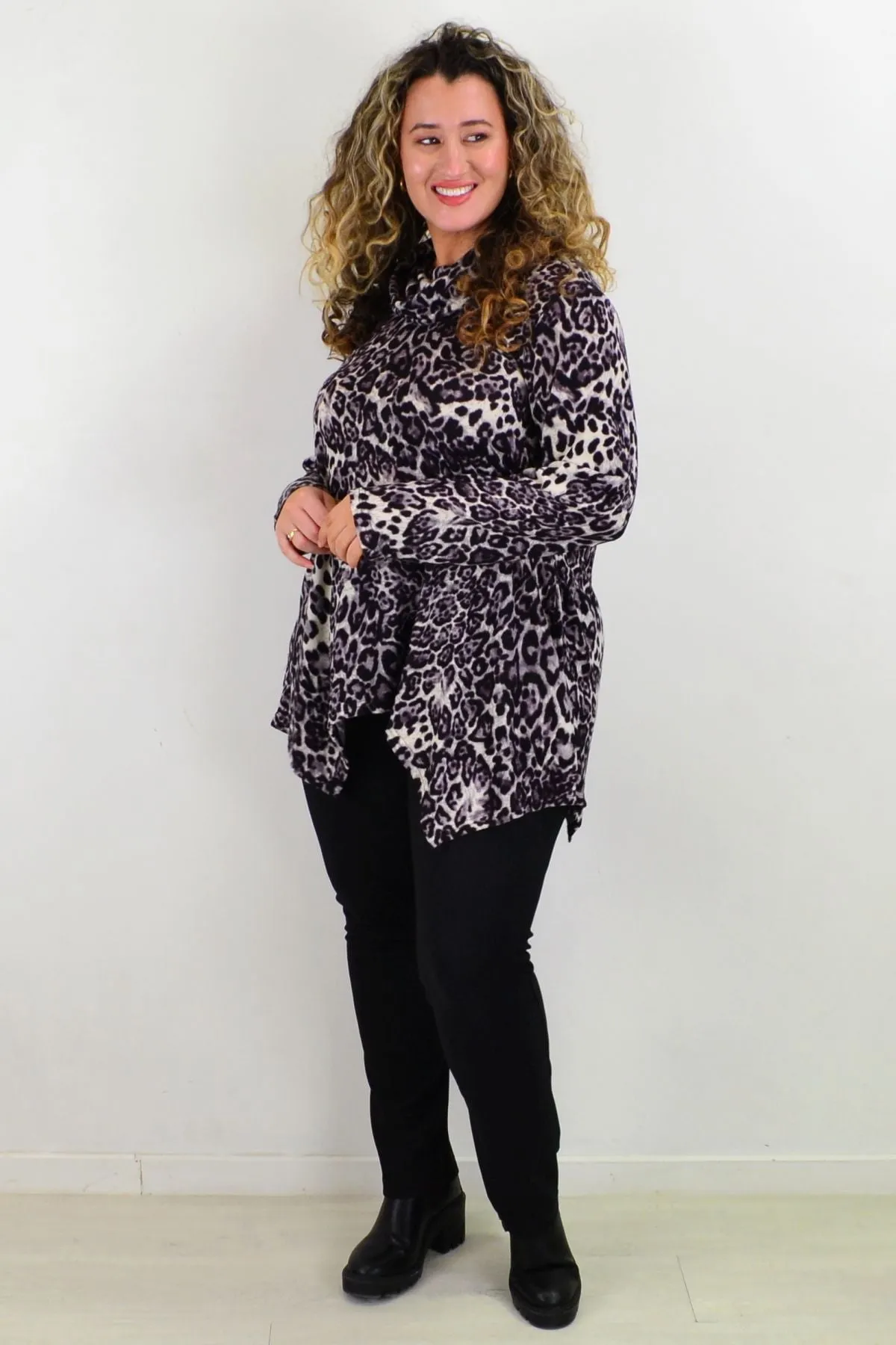 Purple Snow Leopard Tunic Top