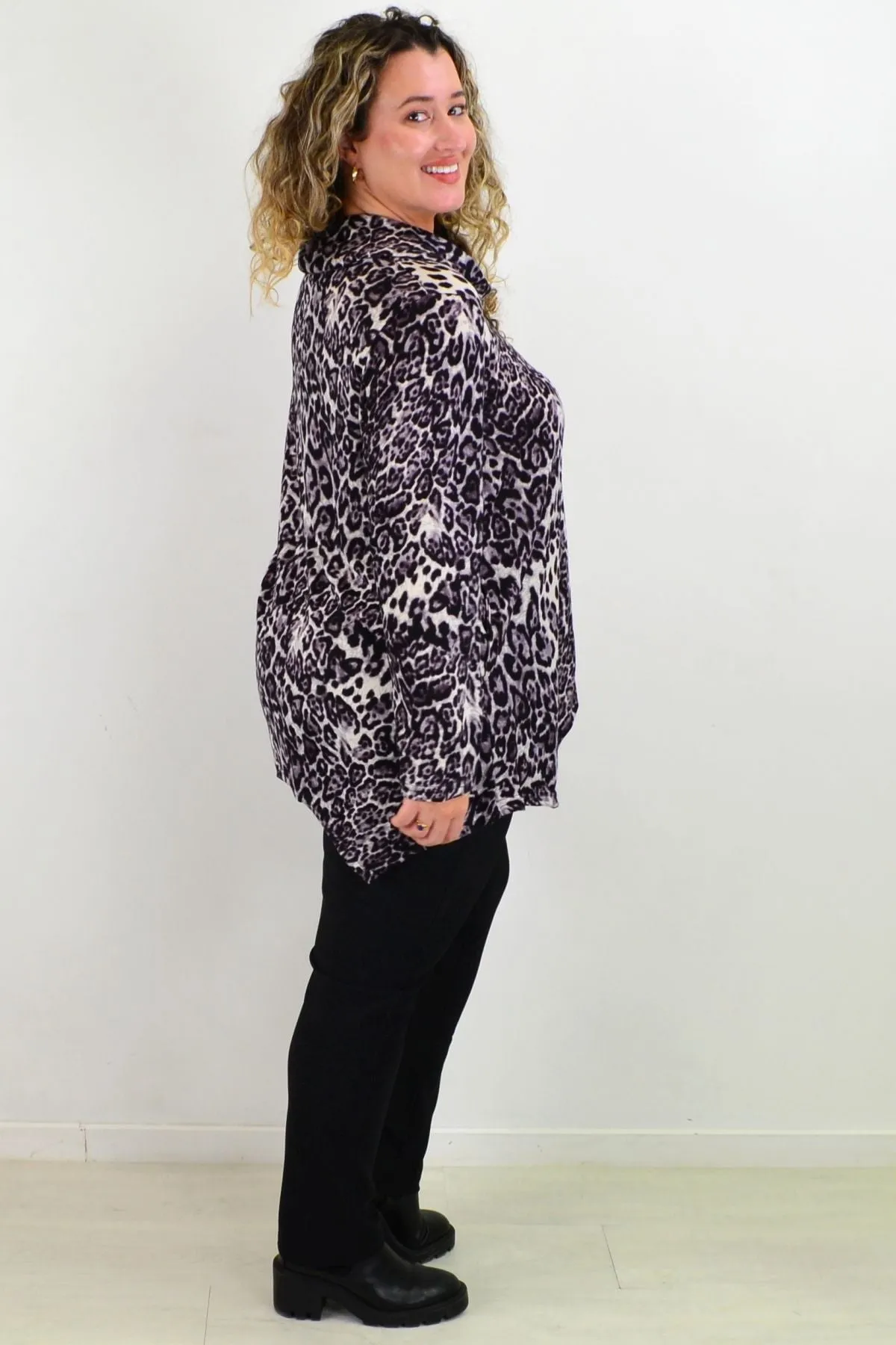 Purple Snow Leopard Tunic Top