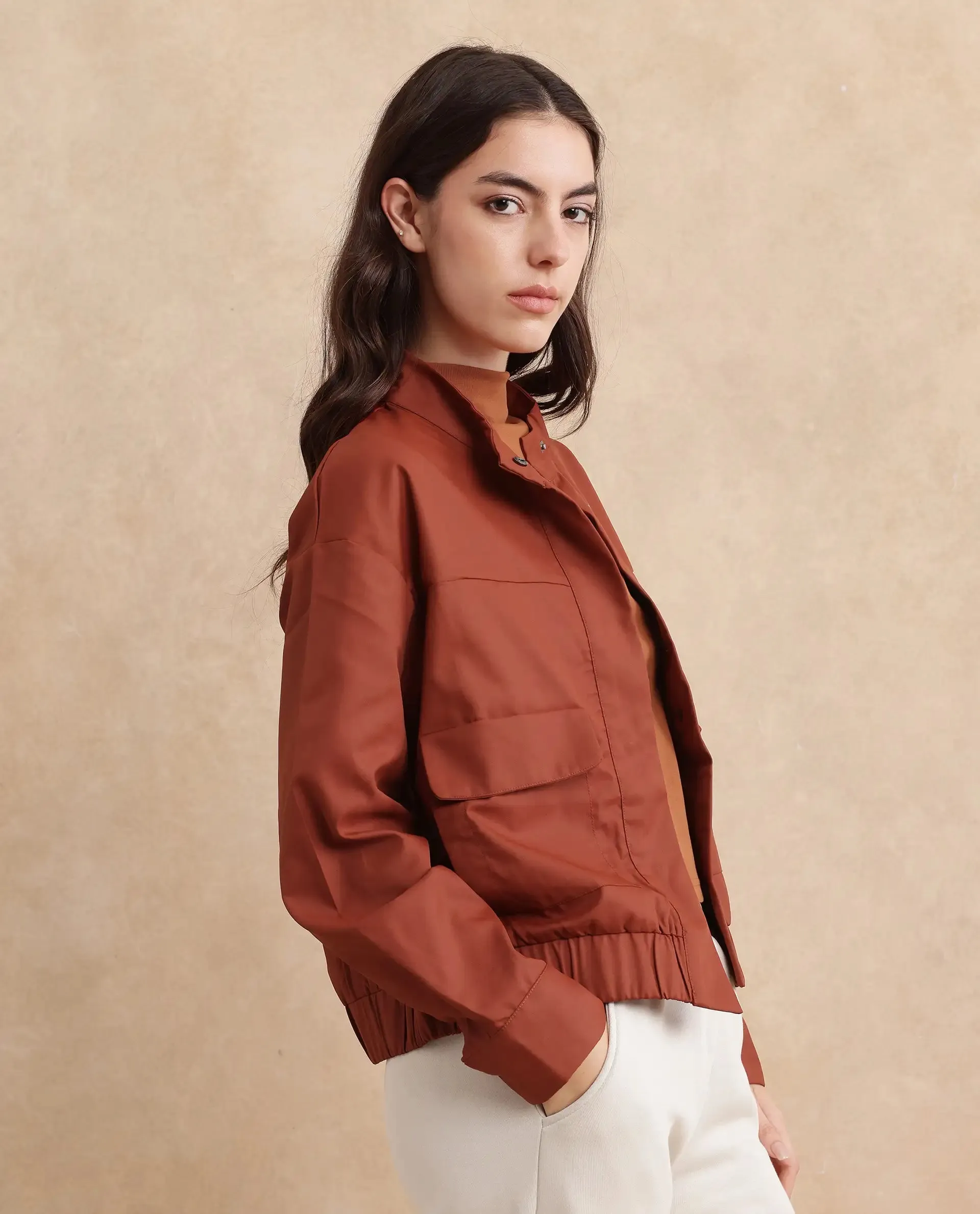 Rareism Women Rukks Rust Plain Jacket