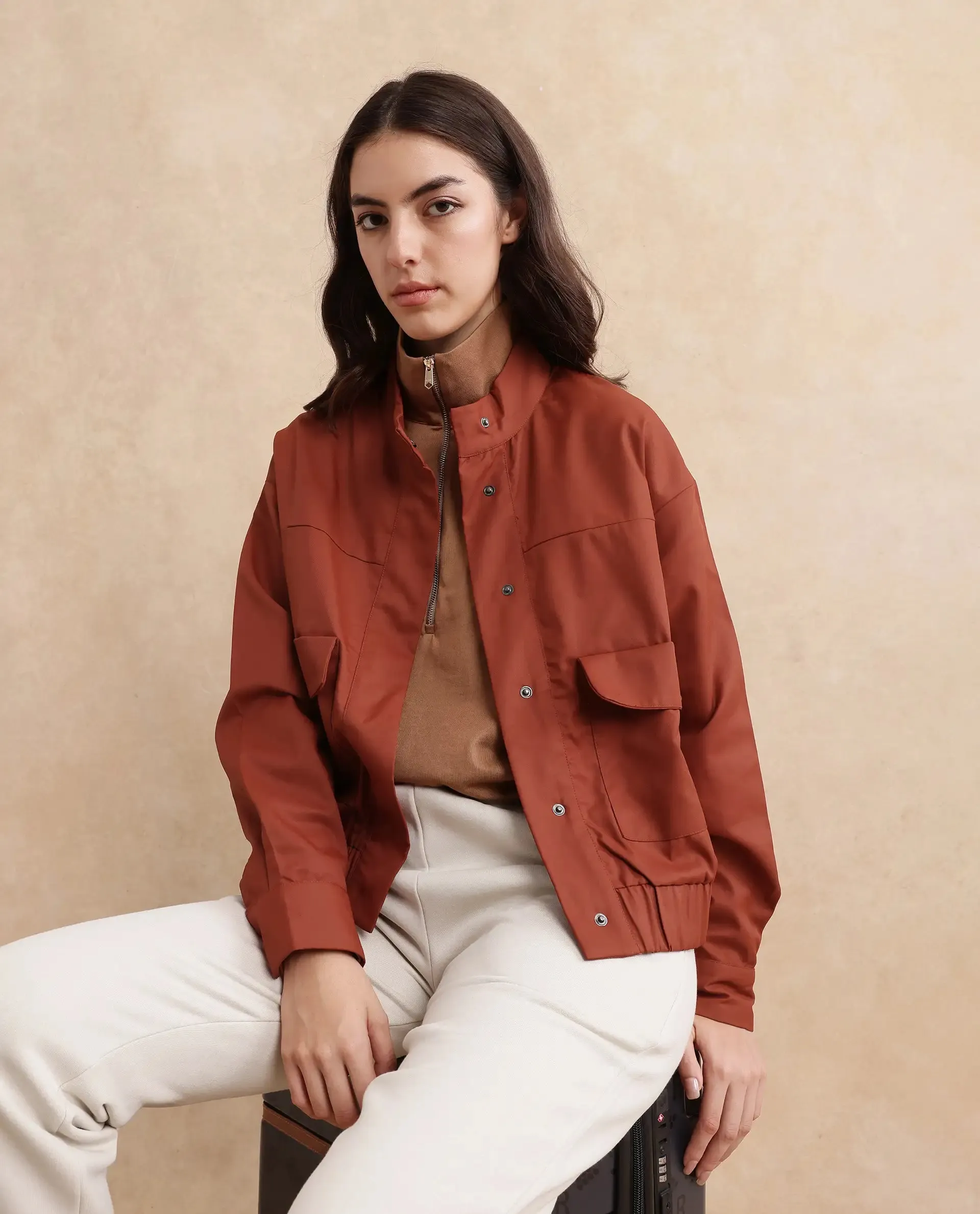 Rareism Women Rukks Rust Plain Jacket