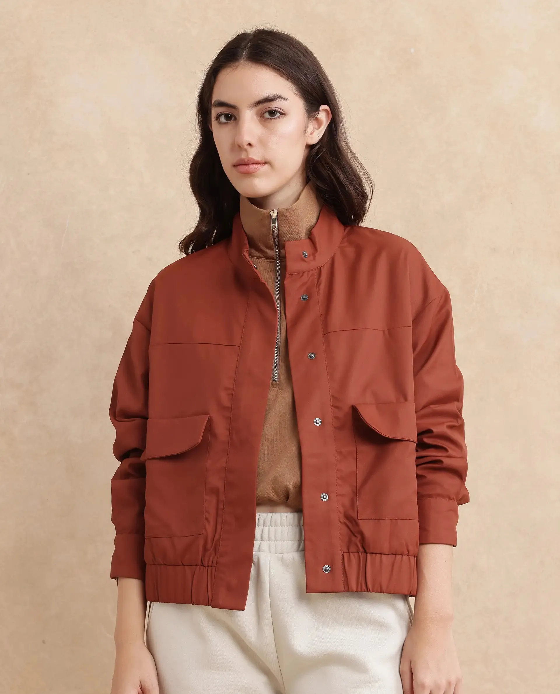 Rareism Women Rukks Rust Plain Jacket