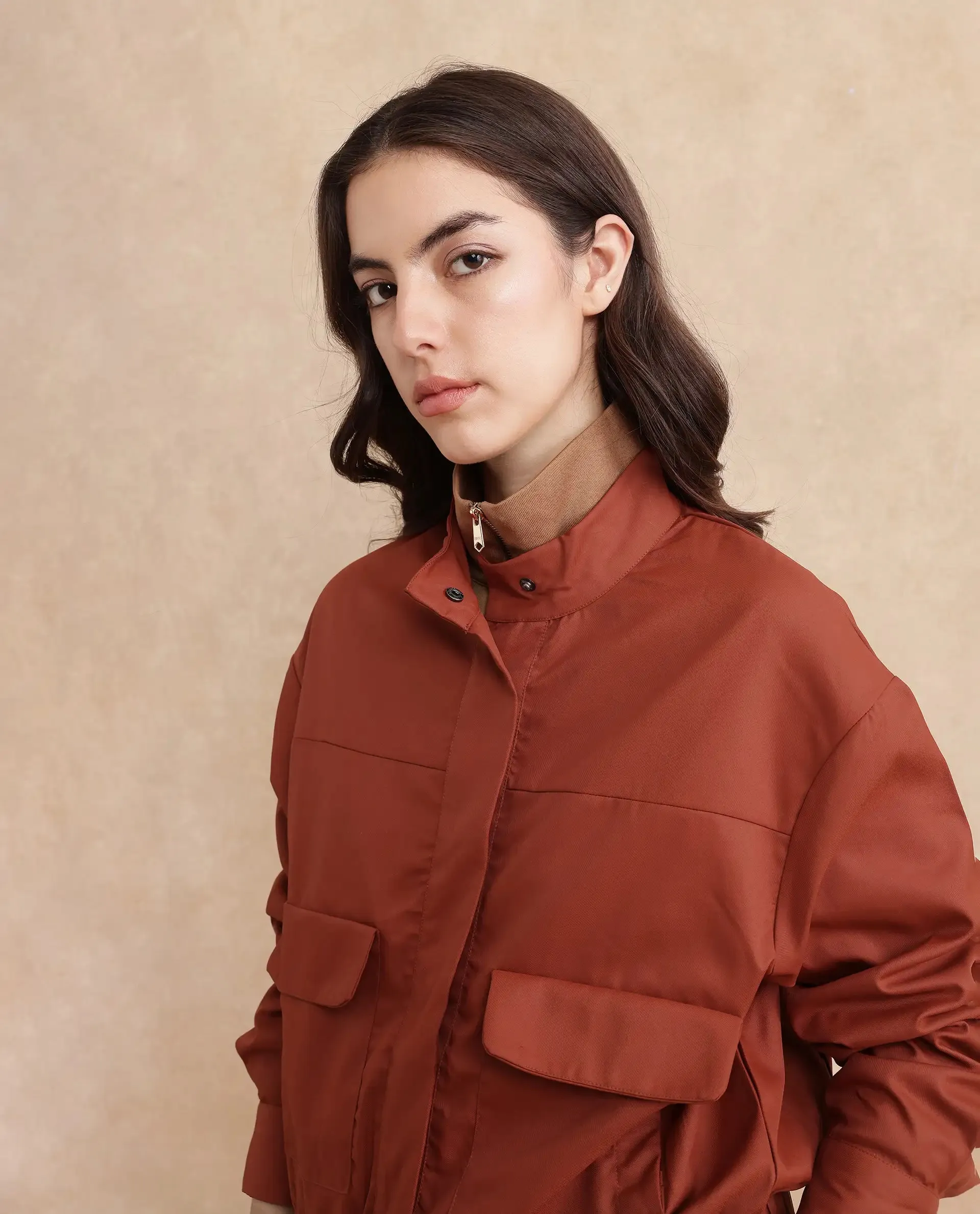 Rareism Women Rukks Rust Plain Jacket