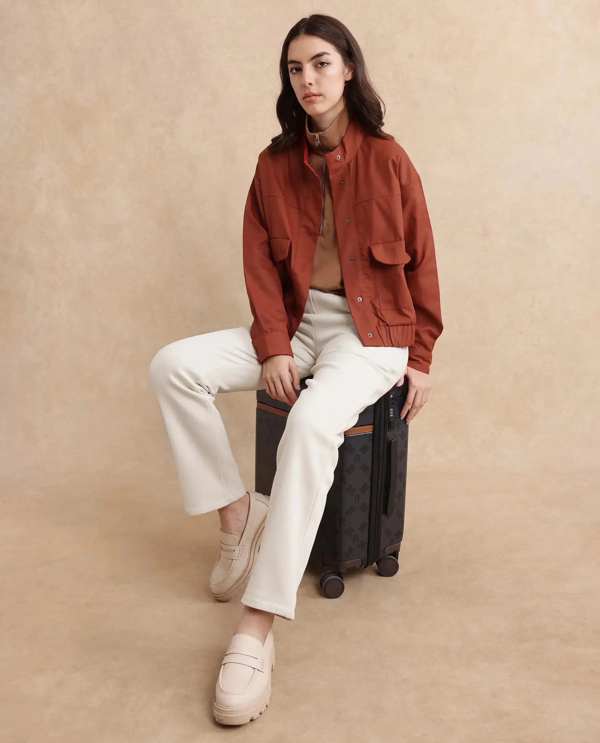 Rareism Women Rukks Rust Plain Jacket