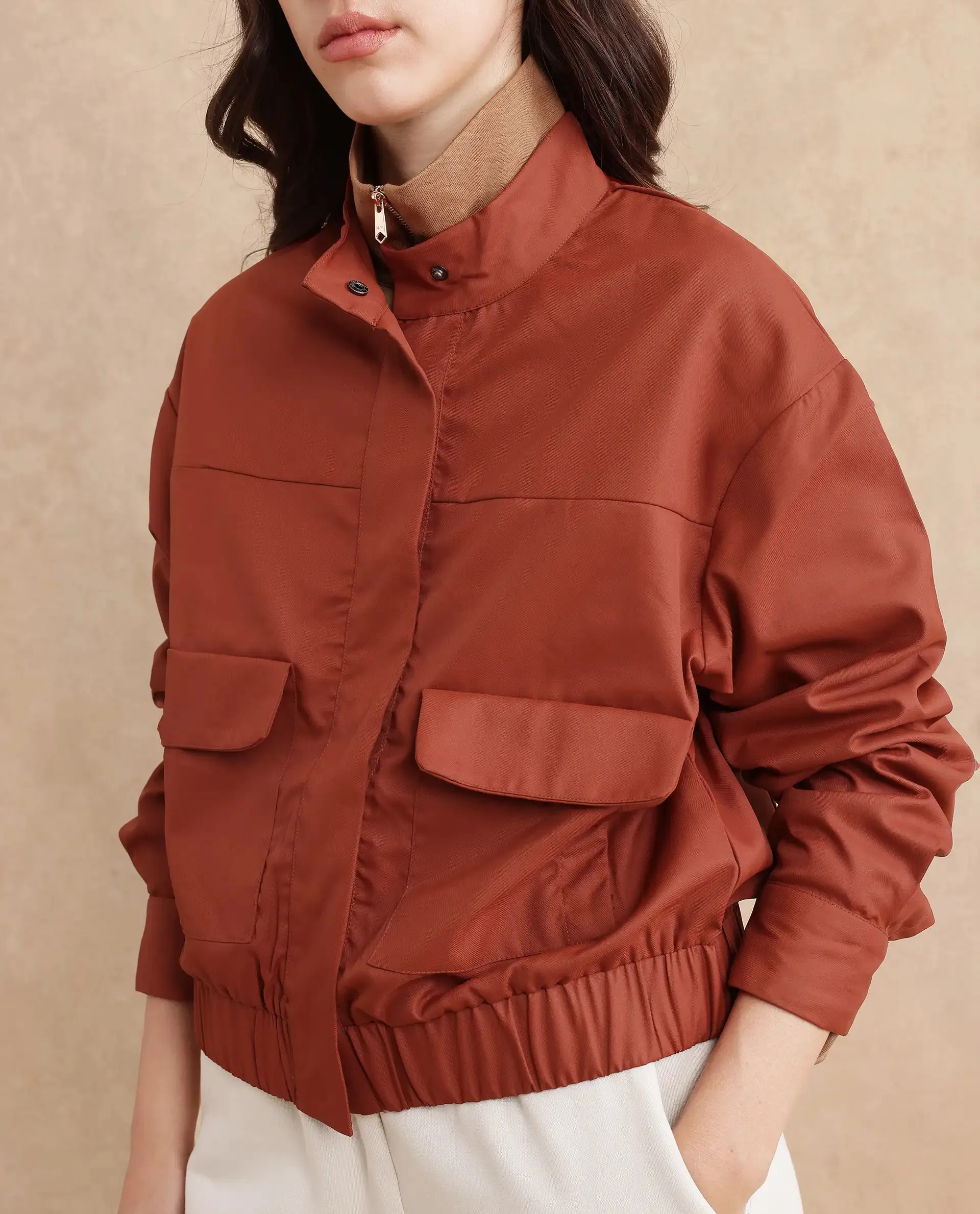 Rareism Women Rukks Rust Plain Jacket