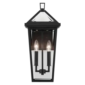 Regenge 20 In 2-Lights Outdoor Wall Light With Clear Beveled Glass, Black Finish