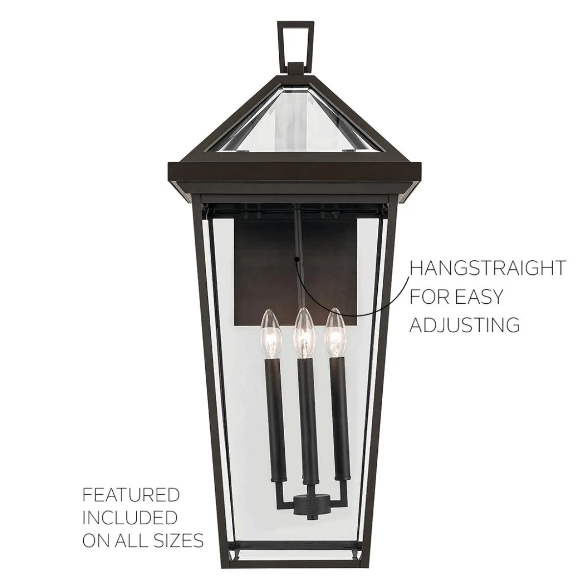 Regenge 20 In 2-Lights Outdoor Wall Light With Clear Beveled Glass, Black Finish