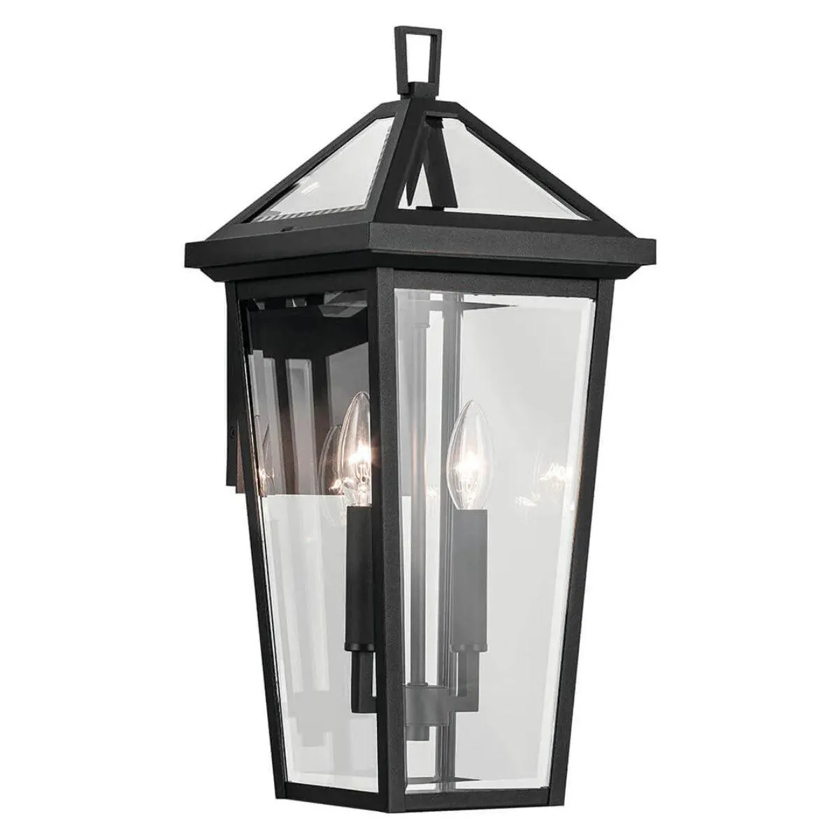 Regenge 20 In 2-Lights Outdoor Wall Light With Clear Beveled Glass, Black Finish