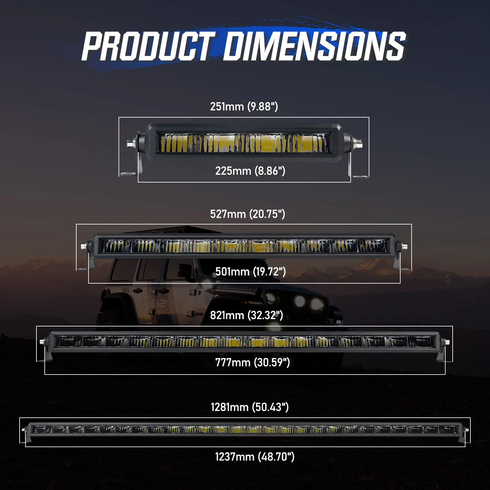 Rock Series 12 Inch Single Row LED Off-Road Light Bar High Power with Bracket